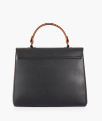 Black flap-over top-handle bag