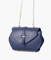 Blue top-handle hexagon bag