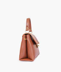 Brown mini top-handle bag