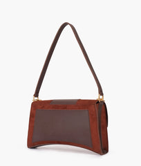 Dark brown suede buckle envelope bag