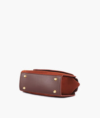 Dark brown top-handle hexagon bag