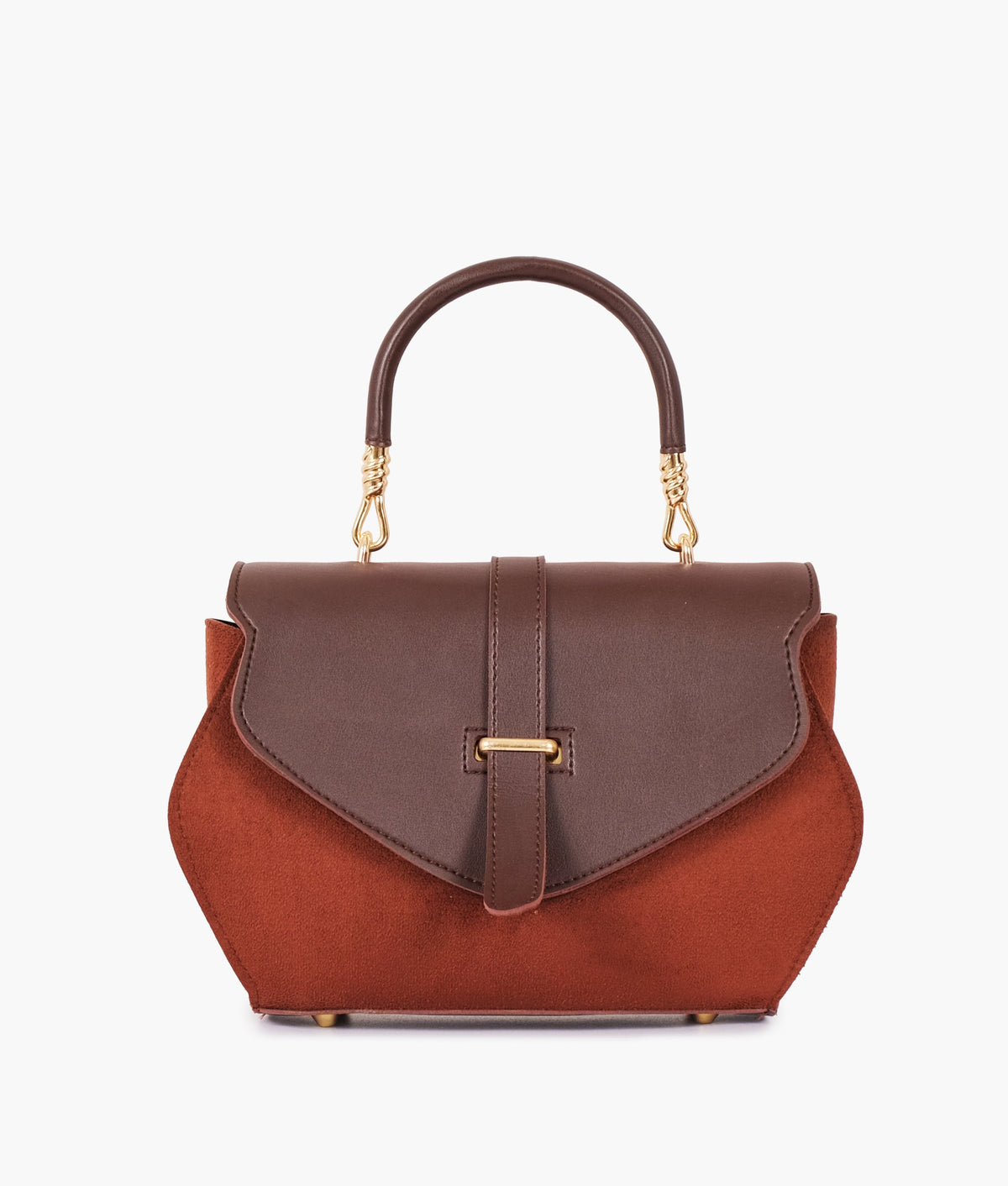 Dark brown top-handle hexagon bag