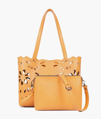 Mustard two-piece floral tote