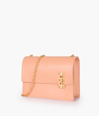 Peach chain shoulder bag with twist lock